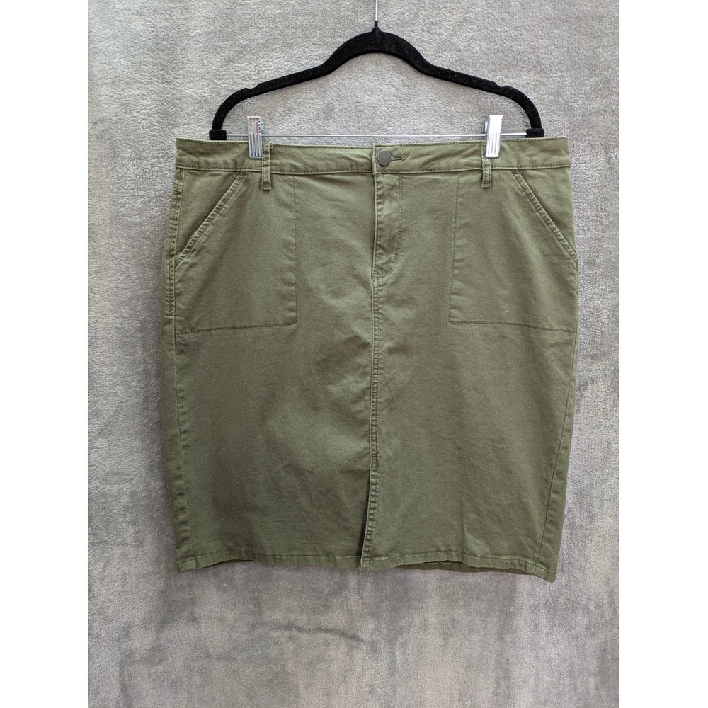 Green Skirt Womens 16 Pockets Casual Knee Length Midi Gorpcore Casual